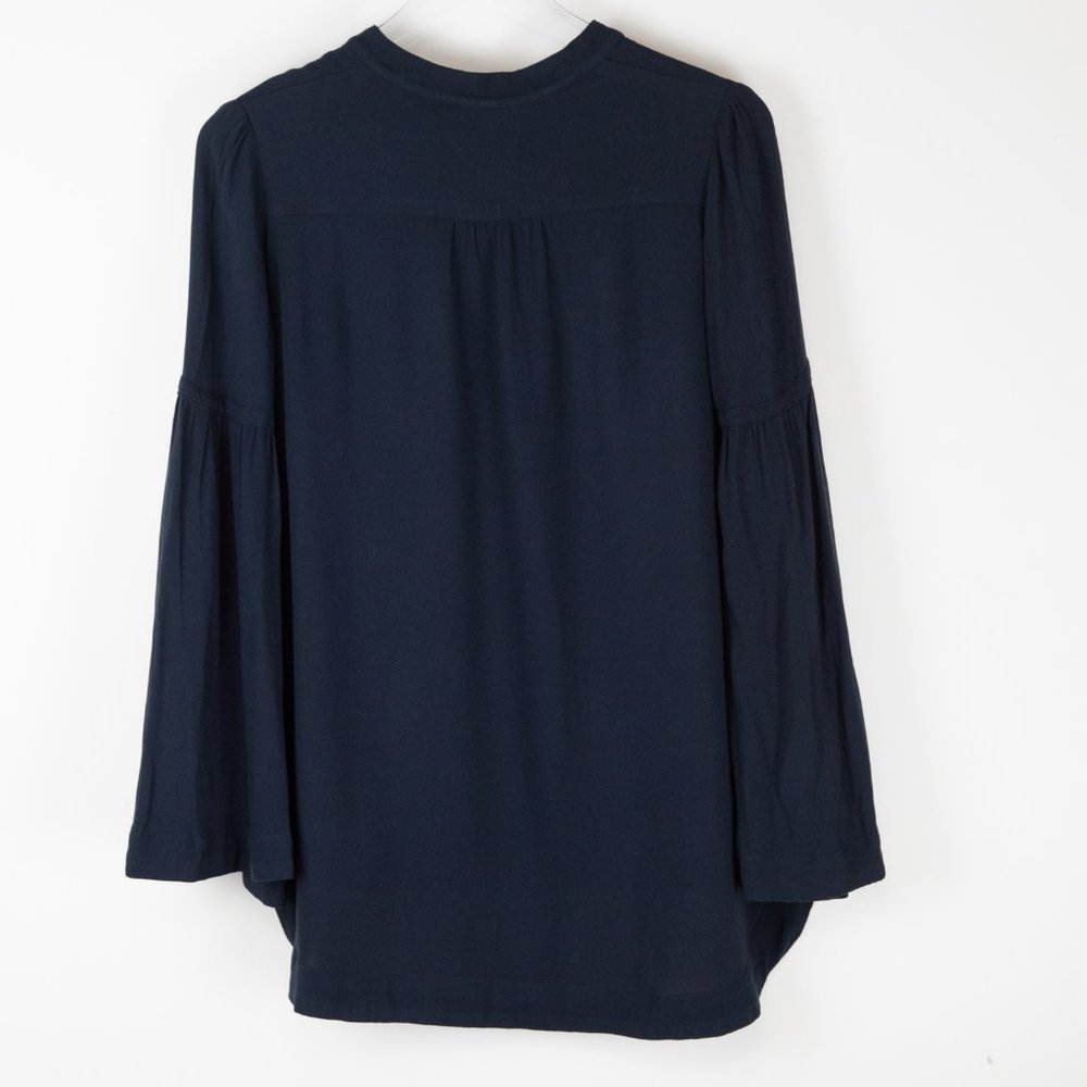 Free People Easy Girl Top Peasant Blouse Bell Sleeve Button Front Blue Size XS - Picture 3 of 6